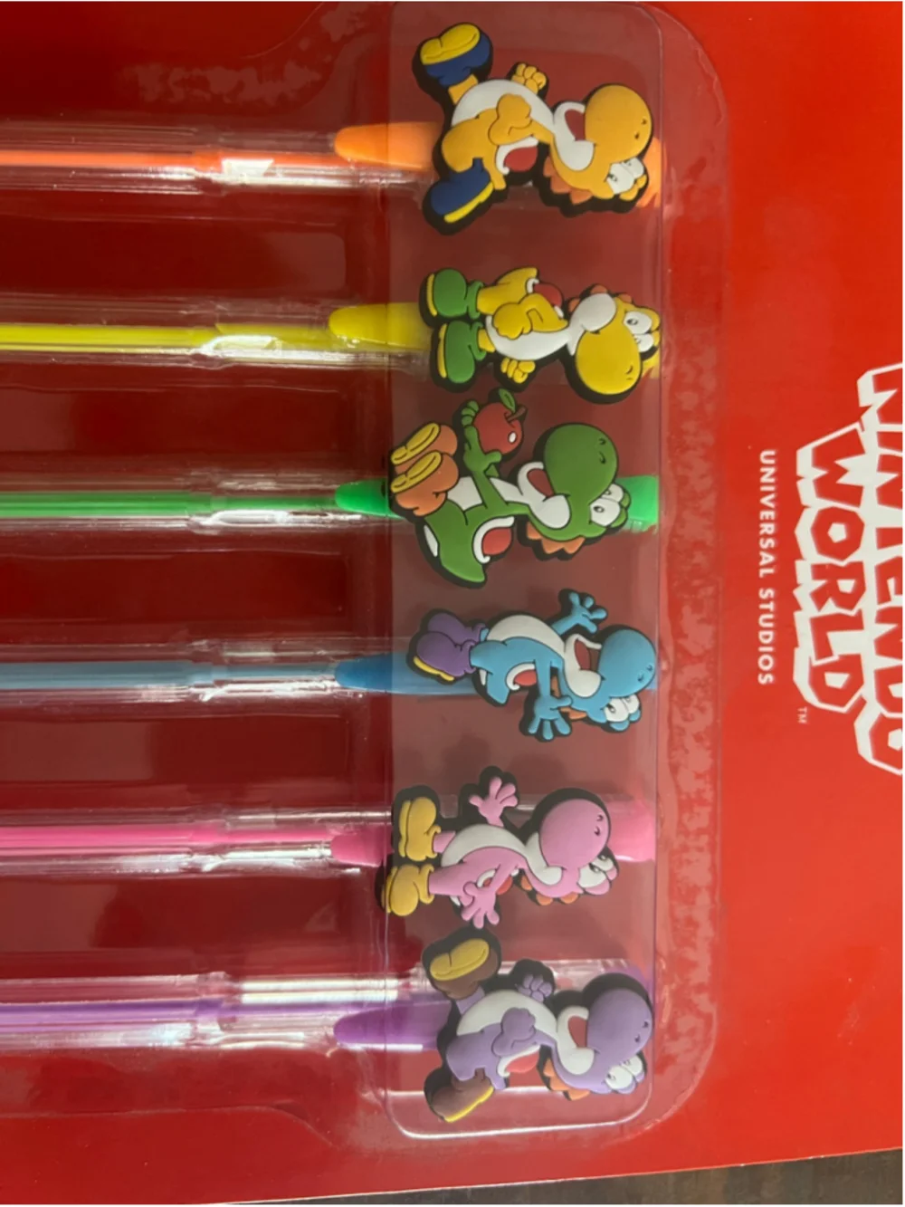 Super Nintendo World Yoshi Rainbow Gel Pen Set 6 Pack Universal Studios Sealed